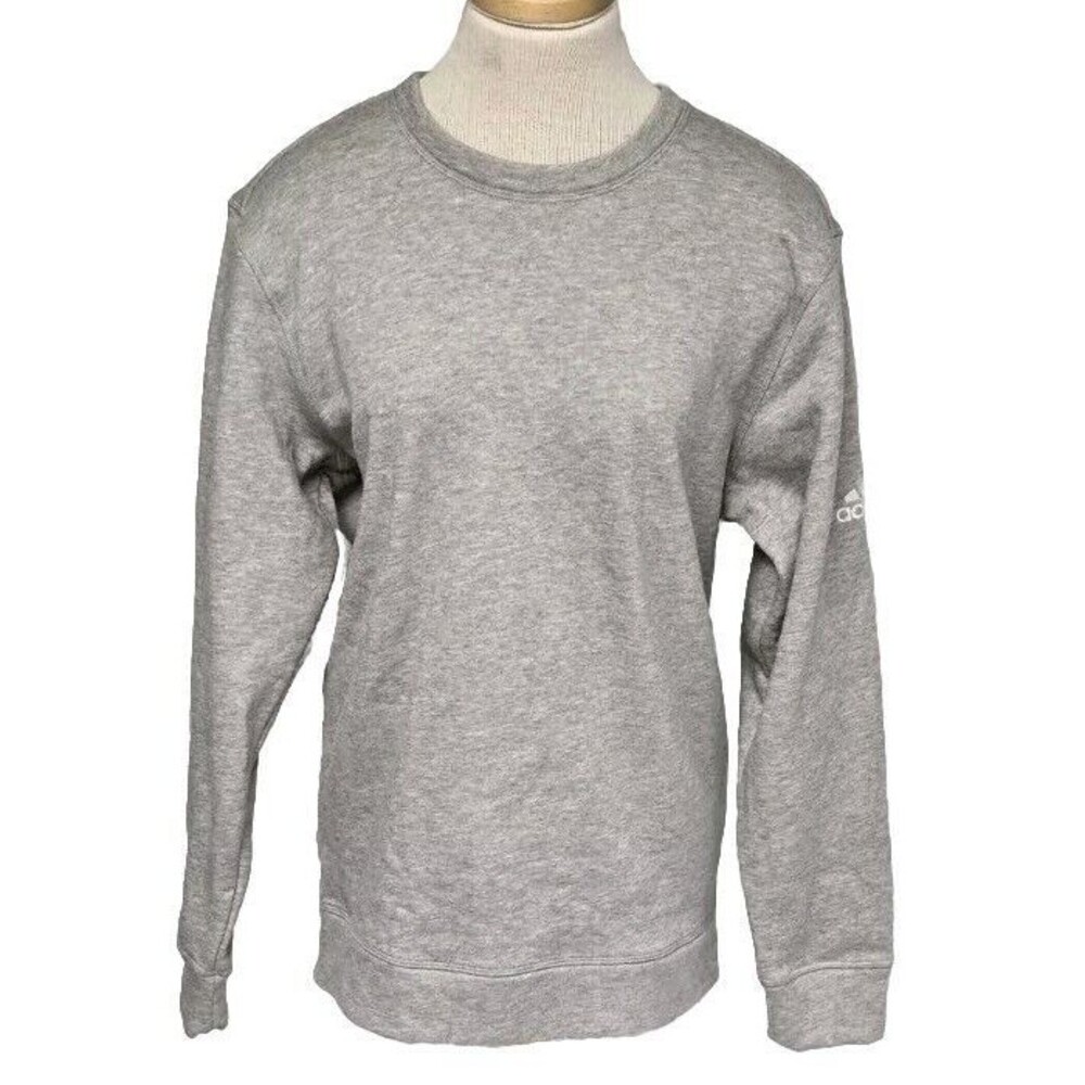 Cozy Adidas Fleece Crew Sweatshirt Grey M NWT Athlete Bro Athleisure Jock Comfy